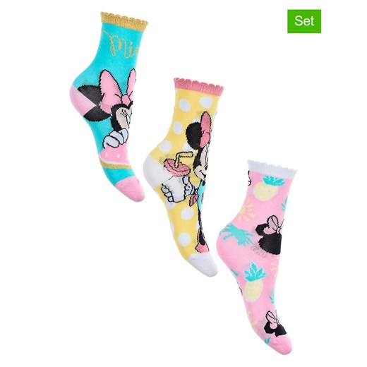 Disney Minnie Mouse Skarpety (3 pary) &quot;Minnie&quot; w różnych kolorach ze sklepu Limango Polska w kategorii Skarpetki dziecięce - zdjęcie 178782862