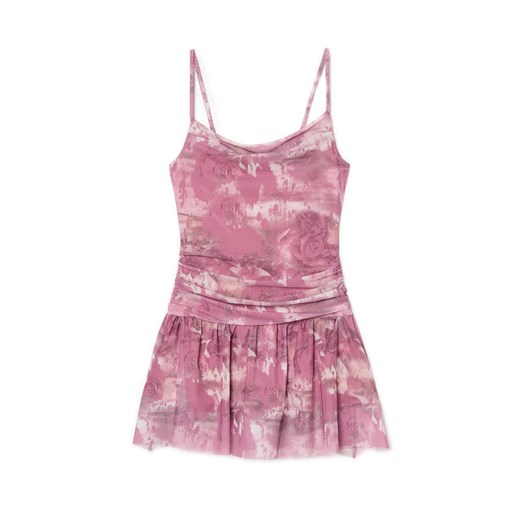 Cropp - Wzorzysta sukienka mini w kwiaty - wielobarwny Cropp S Cropp