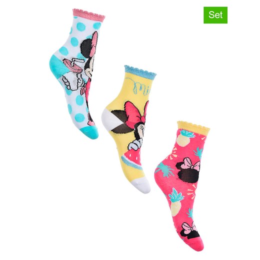 Disney Minnie Mouse Skarpety (3 pary) &quot;Minnie&quot; w różnych kolorach ze sklepu Limango Polska w kategorii Skarpetki dziecięce - zdjęcie 178787562