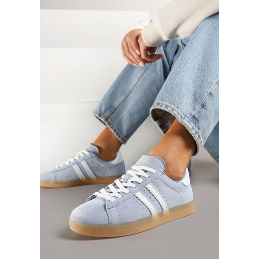 Buty sportowe damskie Renee sneakersy niebieskie z tkaniny na płaskiej podeszwie