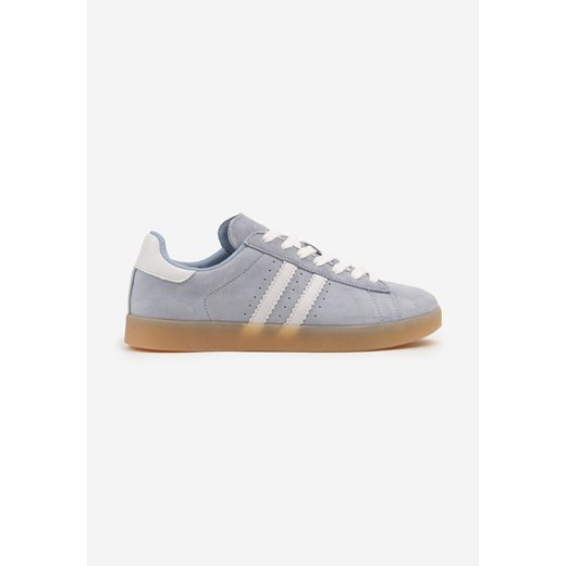 Buty sportowe damskie Renee sneakersy niebieskie sznurowane na płaskiej podeszwie z tkaniny