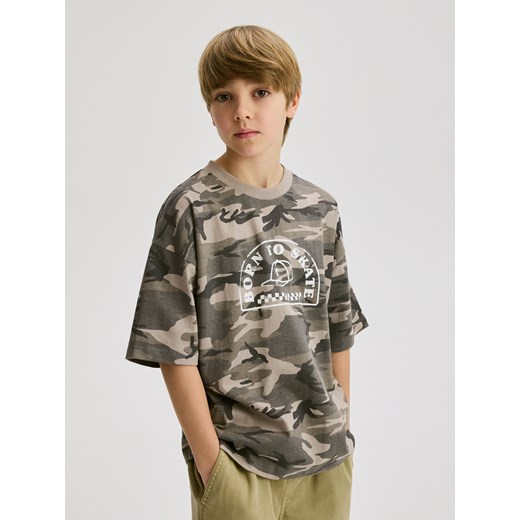 Reserved - Bawełniany t-shirt moro - jasny zielony Reserved 116 (5-6 lat) Reserved