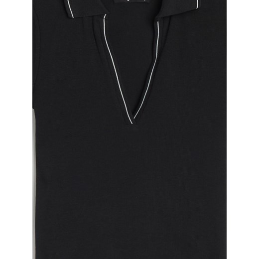 Sinsay - Bluzka z kołnierzykiem - czarny Sinsay XS Sinsay