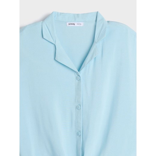 Sinsay - Koszula wiązana w talii - błękitny Sinsay 152 Sinsay