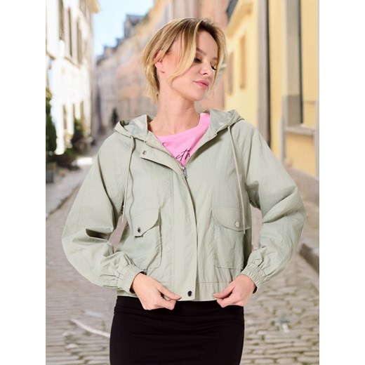 Sinsay - Kurtka z regulowanym kapturem - zielony Sinsay XS Sinsay