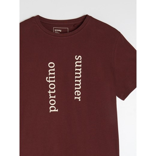Sinsay - Koszulka z napisem - czerwony Sinsay S Sinsay