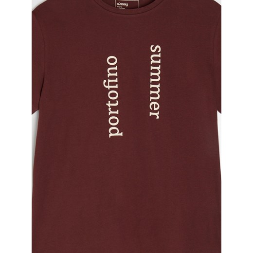 Sinsay - Koszulka z napisem - czerwony Sinsay L Sinsay