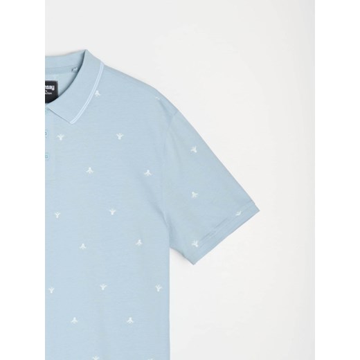Sinsay - Koszulka polo z nadrukiem all over - błękitny Sinsay XL Sinsay