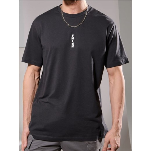 Sinsay - Koszulka z ozdobnym nadrukiem - szary ze sklepu Sinsay w kategorii T-shirty męskie - zdjęcie 178801820