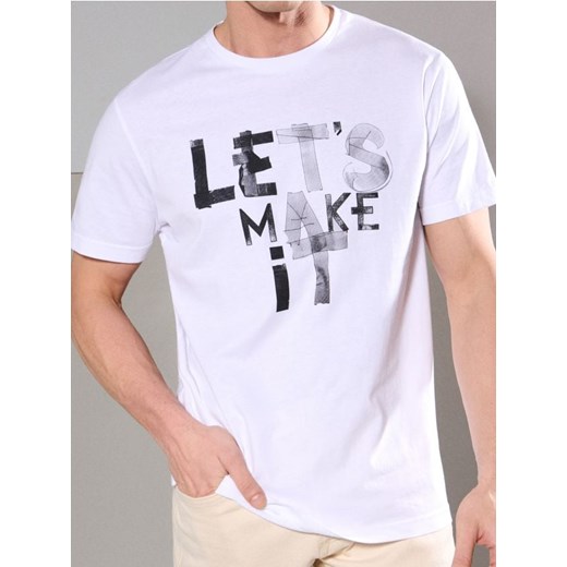 Sinsay - Koszulka z ozdobnym nadrukiem - biały ze sklepu Sinsay w kategorii T-shirty męskie - zdjęcie 178801844