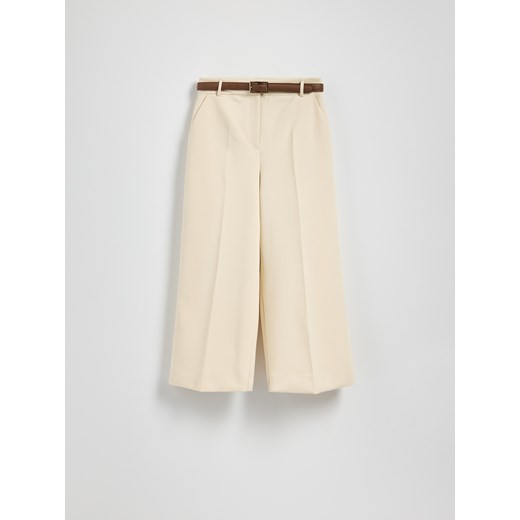Reserved - Szerokie spodnie z paskiem - złamana biel Reserved XS Reserved