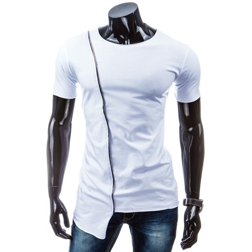 T-shirt asymetryczny (rx1431) - Biały dstreet niebieski bawełna