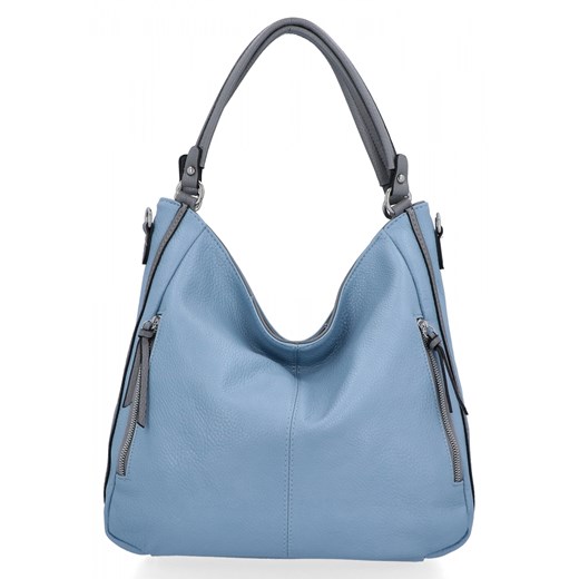 Uniwersalna Torebka Damska XL Na Co Dzień firmy Hernan HB0379 Błękitna/Jasno Szara ze sklepu PaniTorbalska w kategorii Torby Shopper bag - zdjęcie 178804954