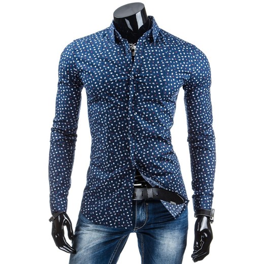 Koszula z długim rękawem (dx0767) - Granatowy dstreet niebieski bawełna
