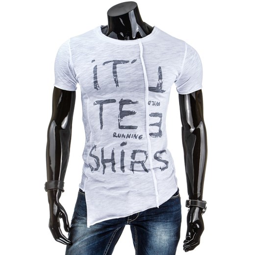 T-shirt asymetryczny (rx1249) - Biały dstreet fioletowy bawełna
