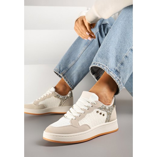 Beżowe Streetwearowe Sneakersy Zdobione Przeszyciami Neonisea ze sklepu renee.pl w kategorii Buty sportowe damskie - zdjęcie 178808102