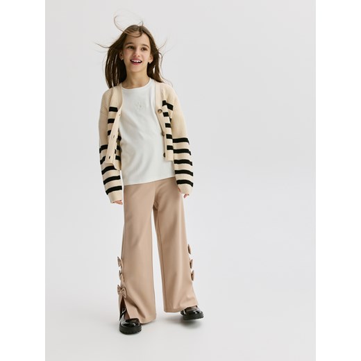 Reserved - Spodnie z kokardkami - beżowy Reserved 158 (12 lat) Reserved
