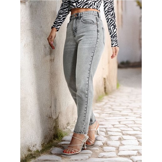 Sinsay - Jeansy mom high waist - szary Sinsay 36 Sinsay