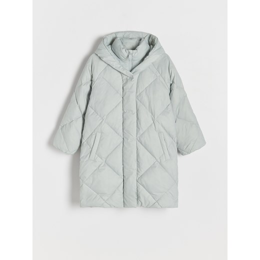 Reserved - Długi płaszcz z puchowym wypełnieniem - jasnoniebieski Reserved 158 (12 lat) Reserved wyprzedaż