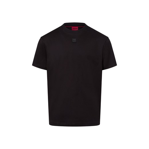 HUGO Koszulka męska - Dalile Mężczyźni Bawełna czarny jednolity ze sklepu vangraaf w kategorii T-shirty męskie - zdjęcie 178818384