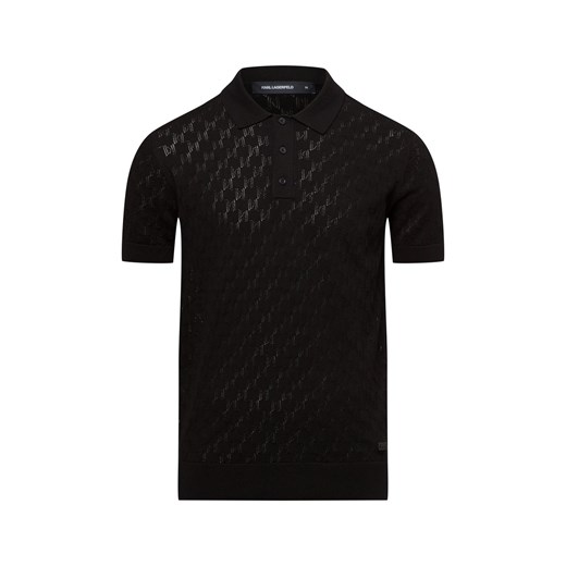 KARL LAGERFELD Męska koszulka polo Mężczyźni Bawełna czarny wypukły wzór tkaniny ze sklepu vangraaf w kategorii Swetry męskie - zdjęcie 178818394
