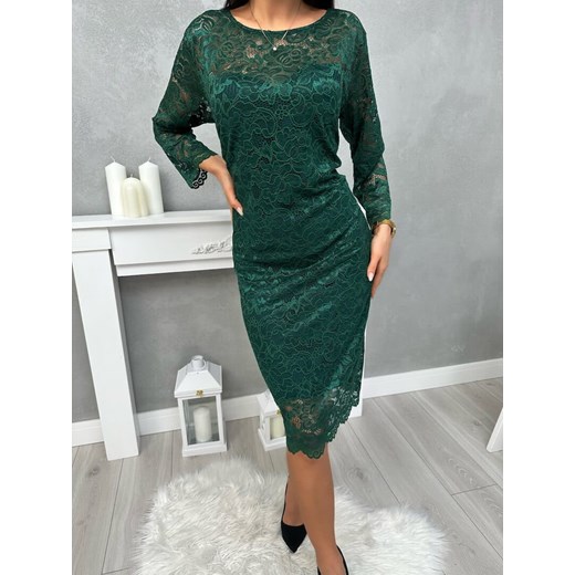 Jasnozielona Koronkowa Sukienka ze sklepu ModnaKiecka.pl w kategorii Sukienki - zdjęcie 178821803