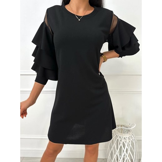 Czarna Sukienka z Falbankami ze sklepu ModnaKiecka.pl w kategorii Sukienki - zdjęcie 178821831