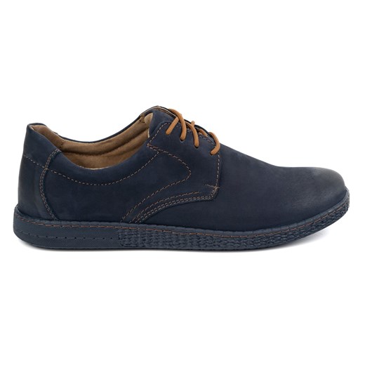 Buty męskie skórzane Casual 933/2 granatowe ze sklepu butyolivier w kategorii Półbuty męskie - zdjęcie 178823681
