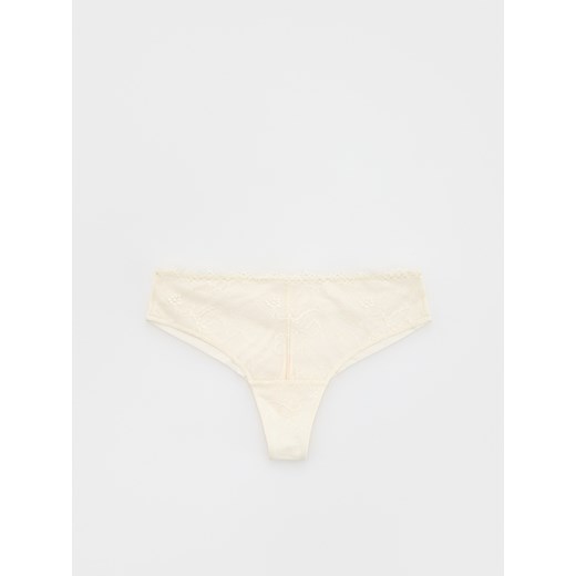 Reserved - Koronkowe majtki typu szorty - złamana biel Reserved XXL Reserved