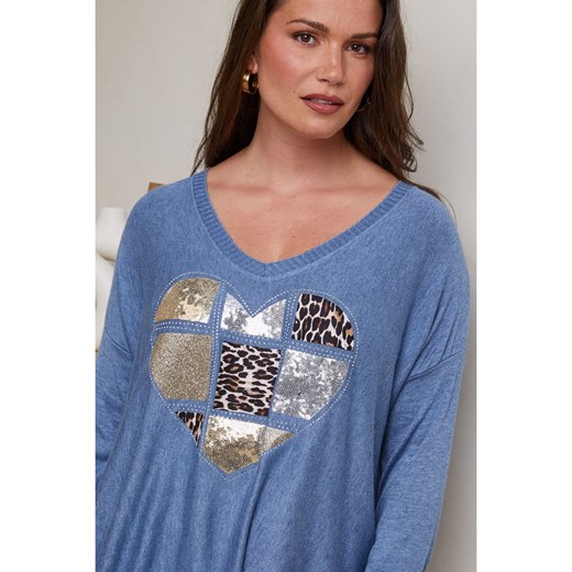 Sweter damski Curvy Lady niebieski 