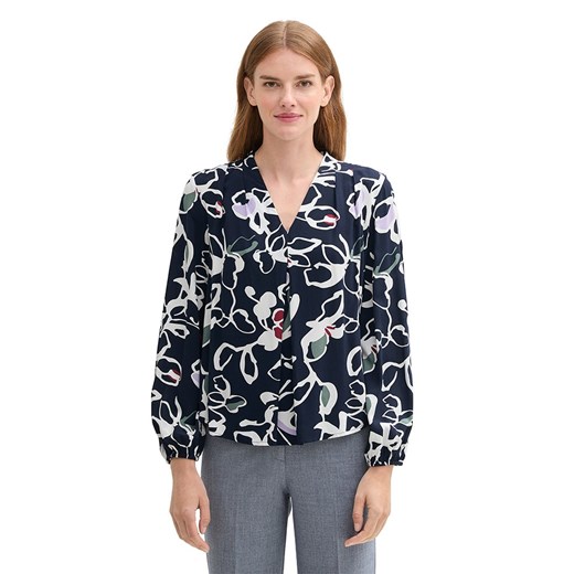 Bluzka damska Tom Tailor z wiskozy z długim rękawem z dekoltem w serek 