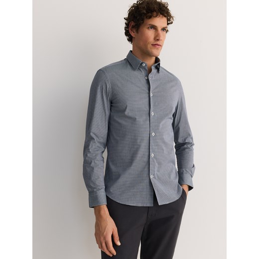 Reserved - Koszula slim fit w drobną kratkę - granatowy ze sklepu Reserved w kategorii Koszule męskie - zdjęcie 178826663