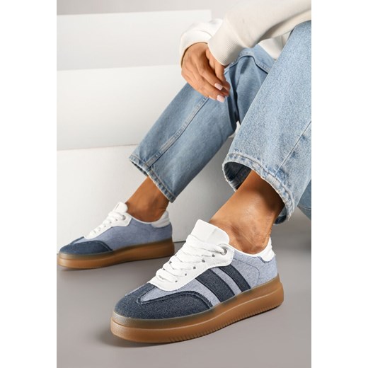 Niebiesko-Granatowe Sneakersy Tenisówki Ozdobione Paskami Falaviela ze sklepu renee.pl w kategorii Buty sportowe damskie - zdjęcie 178827393