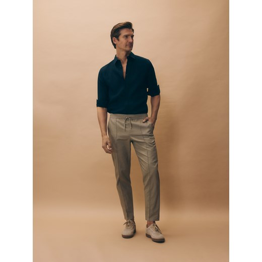 Reserved - Lniana koszula regular fit - granatowy Reserved S Reserved