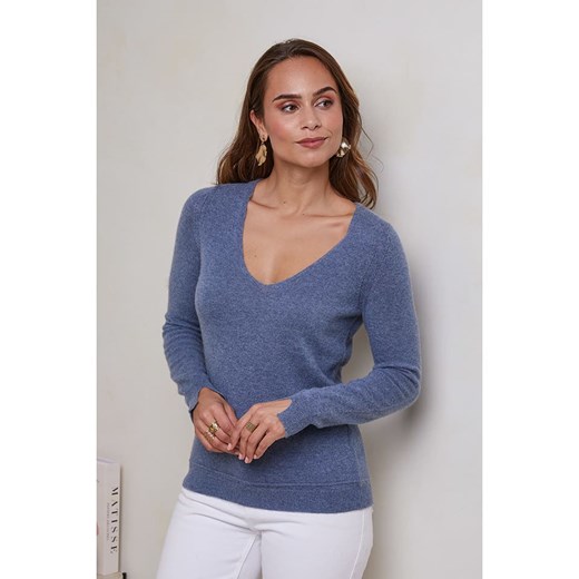 Soft Cashmere Kaszmirowy sweter w kolorze niebieskim Soft Cashmere M Limango Polska wyprzedaż