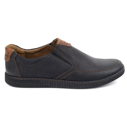 Buty męskie skórzane Casual 854/2 czarne ze sklepu butyolivier w kategorii Półbuty męskie - zdjęcie 178831081