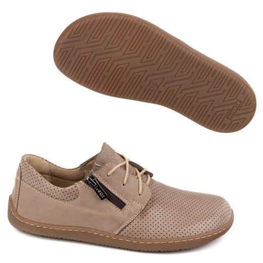 Damskie skórzane buty minimalistyczne barefoot 1244 perforowane beżowe ze sklepu butyolivier w kategorii Półbuty damskie - zdjęcie 178831083
