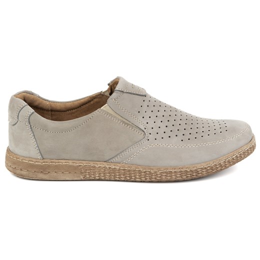 Buty męskie skórzane Casual 854/L/2 szare ze sklepu butyolivier w kategorii Półbuty męskie - zdjęcie 178831094