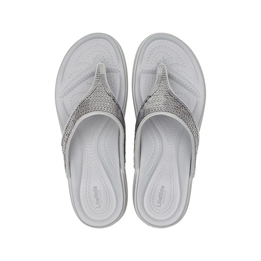 Crocs Japonki "Boca Sequin Wedge" w kolorze szarym Crocs 36/37 Limango Polska okazja