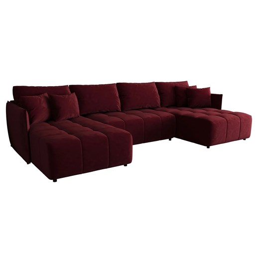 Czerwona sofa z weluru z funkcją spania - Szafir ze sklepu Edinos.pl w kategorii Narożniki - zdjęcie 178848334