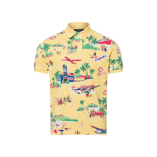 Polo Ralph Lauren Męska koszulka polo - Custom Slim Fit Mężczyźni Bawełna żółty wzorzysty ze sklepu vangraaf w kategorii T-shirty męskie - zdjęcie 178850691