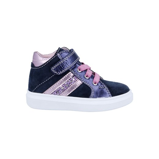 Richter Shoes Skórzane sneakersy &quot;Alessa&quot; w kolorze granatowo-jasnoróżowym ze sklepu Limango Polska w kategorii Buty zimowe dziecięce - zdjęcie 178859754