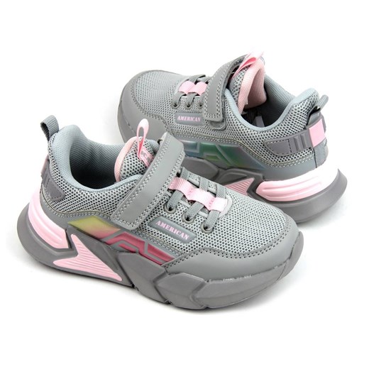 Sneakersy, buty sportowe dla dziewczynki - AMERICAN CLUB AA 27/22, szare American Club 27 wyprzedaż ulubioneobuwie