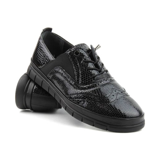 Sneakersy damskie ze skóry naturalnej- VENEZIA 234419-1, czarne ze sklepu ulubioneobuwie w kategorii Półbuty damskie - zdjęcie 178861294