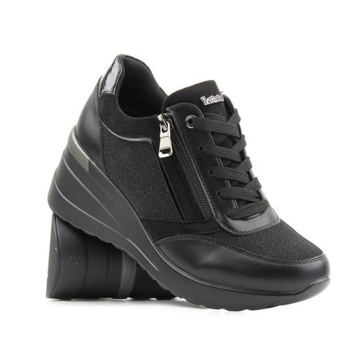 Adidasy damskie na koturnie - INBLU IN001298, czarne ze sklepu ulubioneobuwie w kategorii Buty sportowe damskie - zdjęcie 178863712