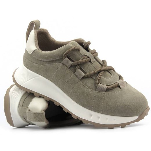 Skórzane sneakersy damskie - Artiker 54C1409, beżowe ze sklepu ulubioneobuwie w kategorii Buty sportowe damskie - zdjęcie 178863770