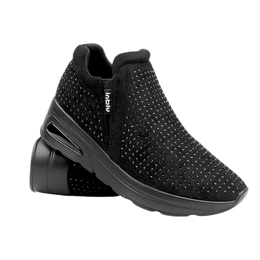Wsuwane sneakersy damskie - INBLU IN-386, czarne ze sklepu ulubioneobuwie w kategorii Buty sportowe damskie - zdjęcie 178864421