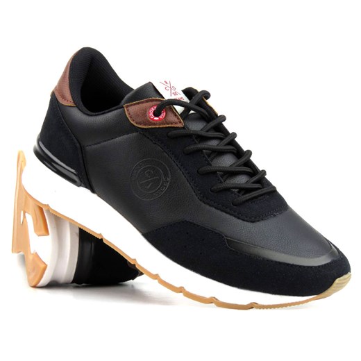 Sneakersy. buty sportowe męskie z Memory Foam - CROSS JEANS II1R4011C, czarne ze sklepu ulubioneobuwie w kategorii Buty sportowe męskie - zdjęcie 178864974