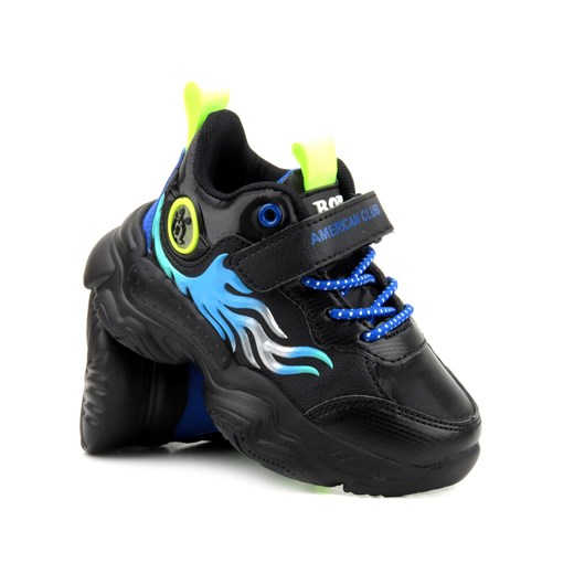 Buty sportowe, adidasy dziecięce na grubej podeszwie- AMERICAN CLUB BD 15/21, czarno-niebieskie ze sklepu ulubioneobuwie w kategorii Buty sportowe dziecięce - zdjęcie 178865681