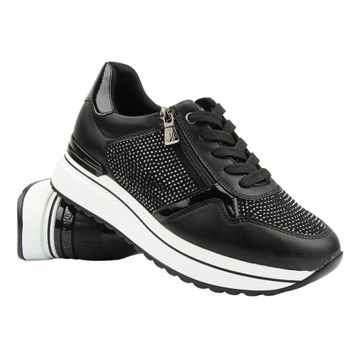 Sneakersy damskie z kryształkami- INBLU IN-392, czarne ze sklepu ulubioneobuwie w kategorii Buty sportowe damskie - zdjęcie 178868493